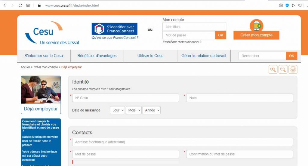 comment creer un compte urssaf cesu