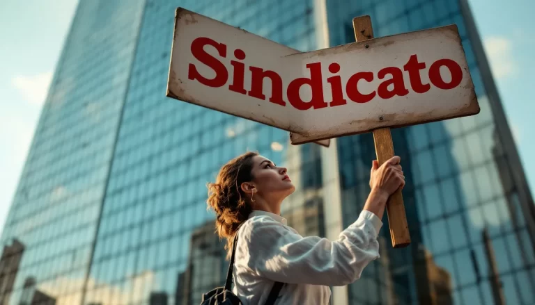 Femme prenant la parole pour revendiquer la syndicalisation.
